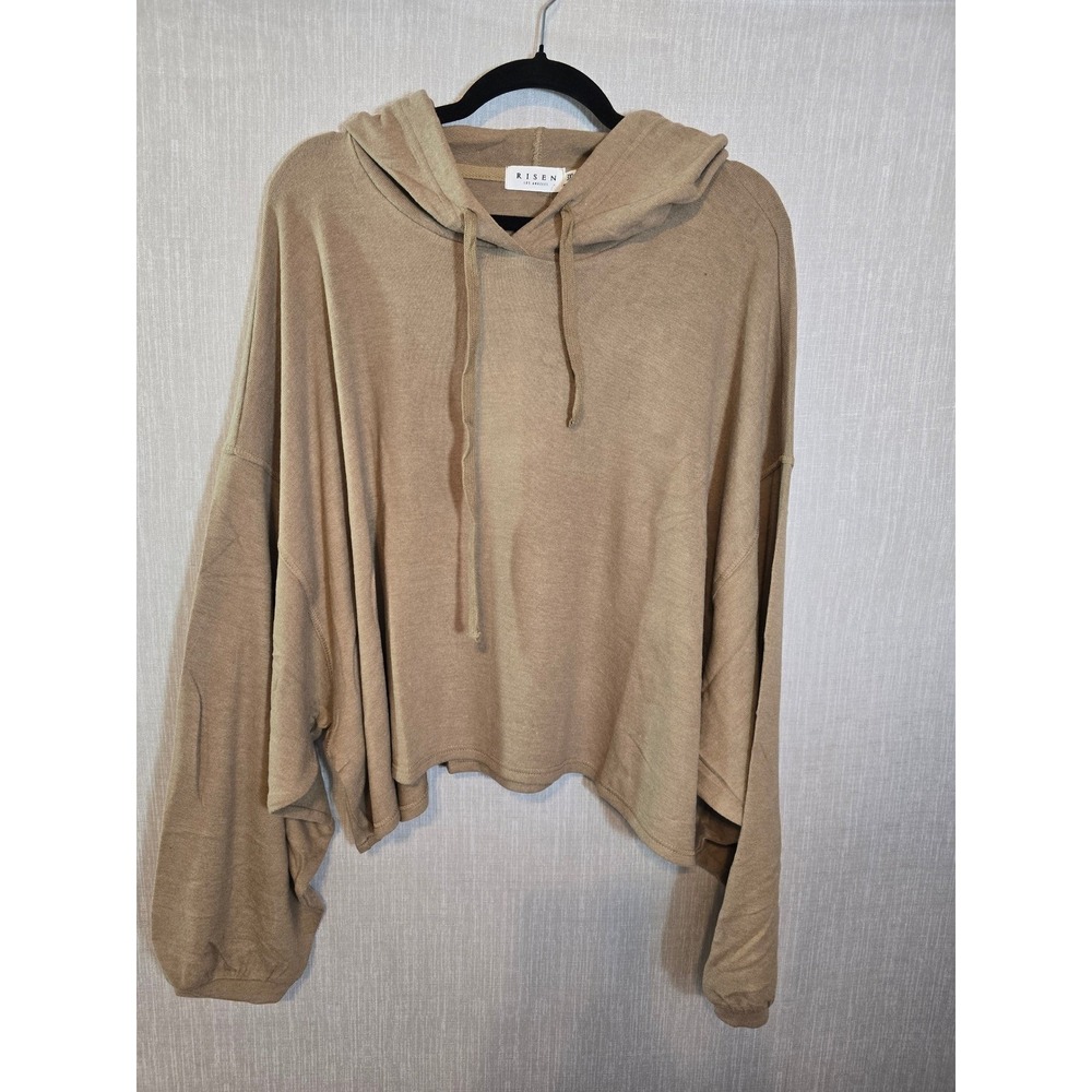 Risen Los Angeles Soft Heather Tan Oversized Cropped Hoodie Sweatshirt New‎ 2X